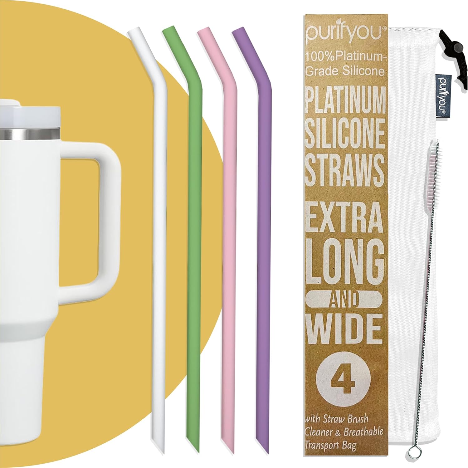 Reusable Silicone Straws - Eco-Friendly, BPA-Free, Durable & Flexible