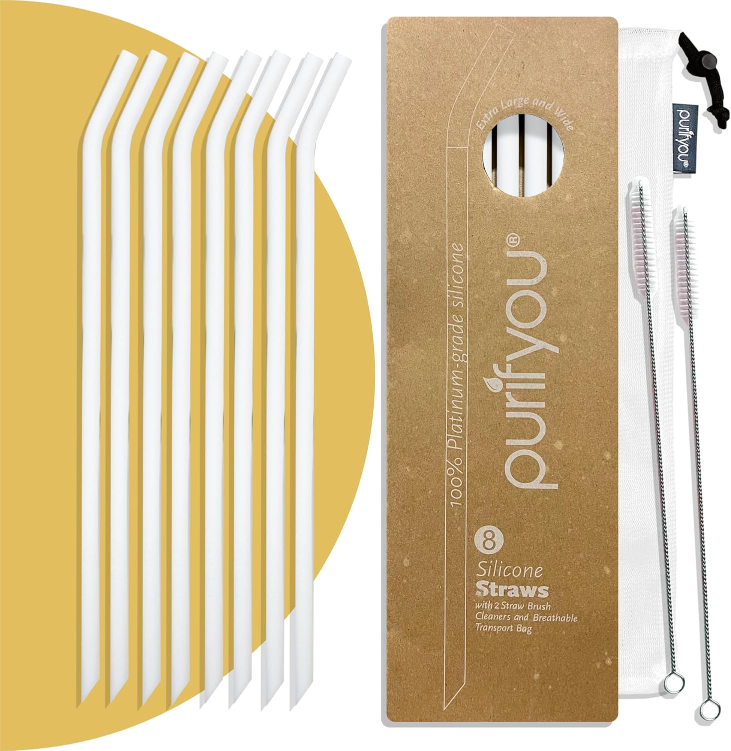 Reusable Silicone Straws - Eco-Friendly, BPA-Free, Durable & Flexible